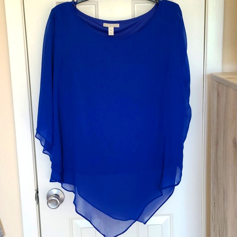 Royal blue XL  flowy handkerchief cut blouse NWT